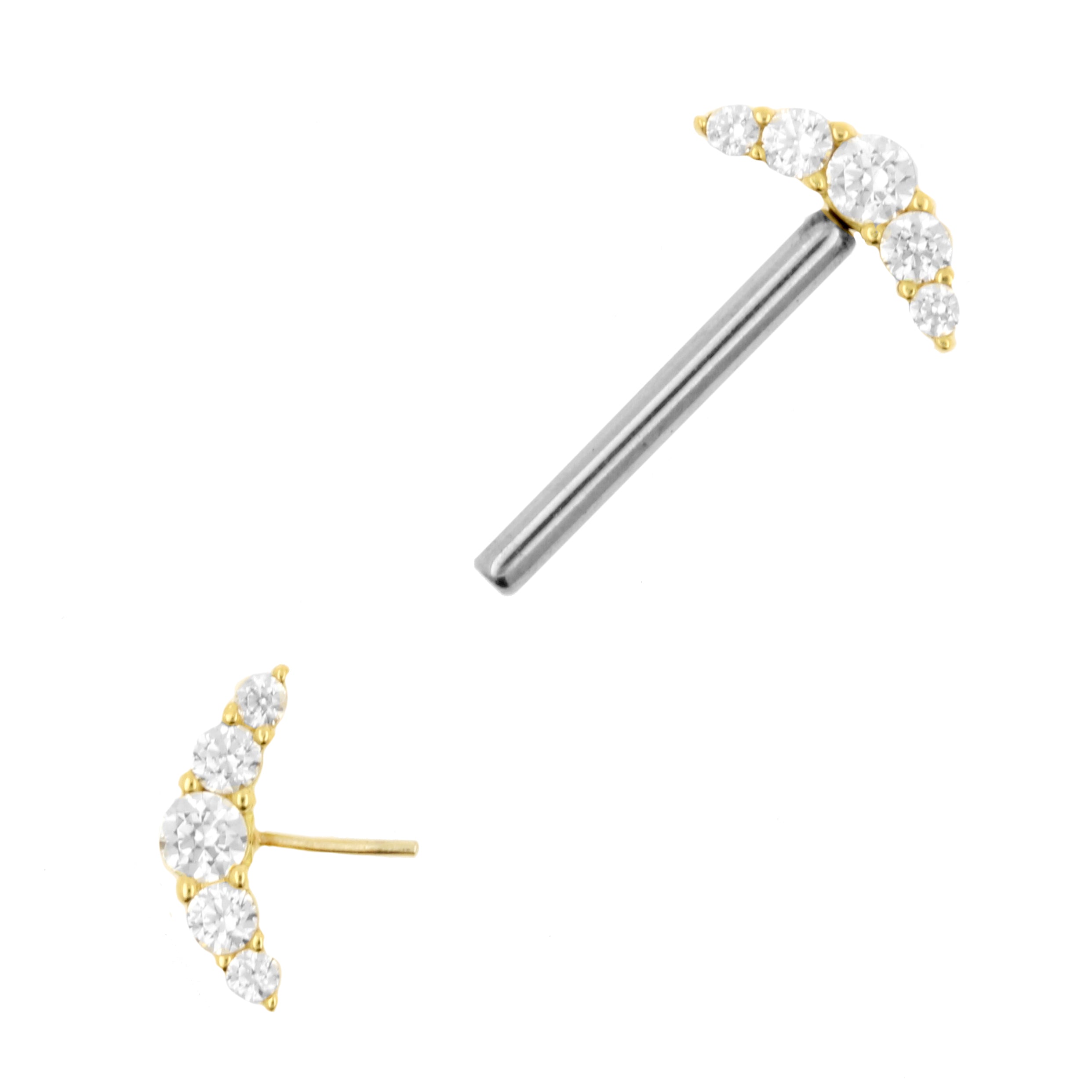 18 Karaats Gouden Tepel Barbell Met Curves