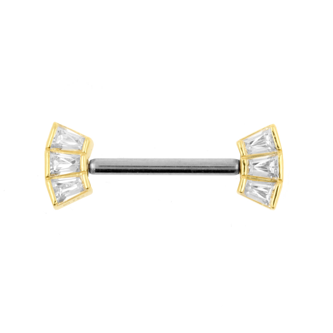 18 Karaats Gouden Tepel Barbell Met Trapezoids