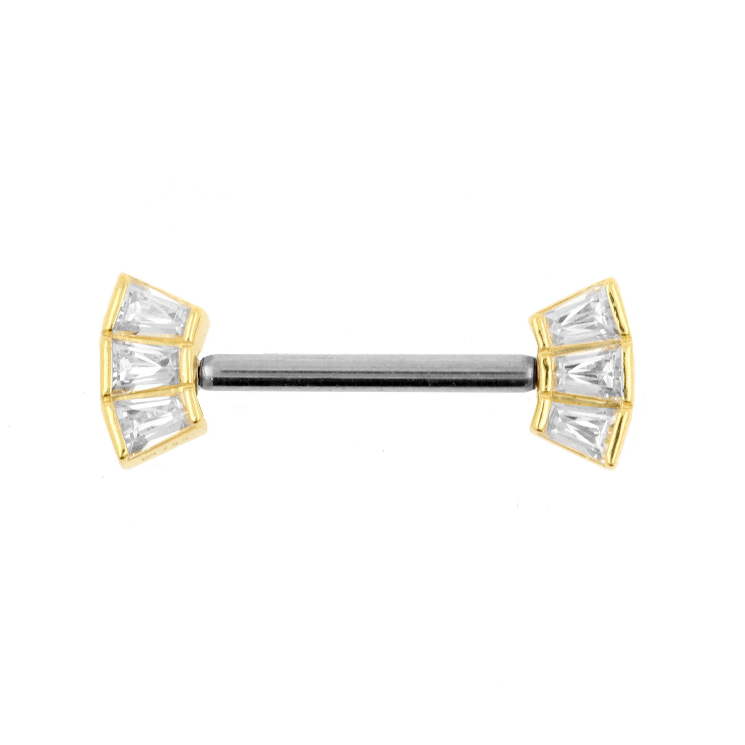 18 Karaats Gouden Tepel Barbell Met Trapezoids