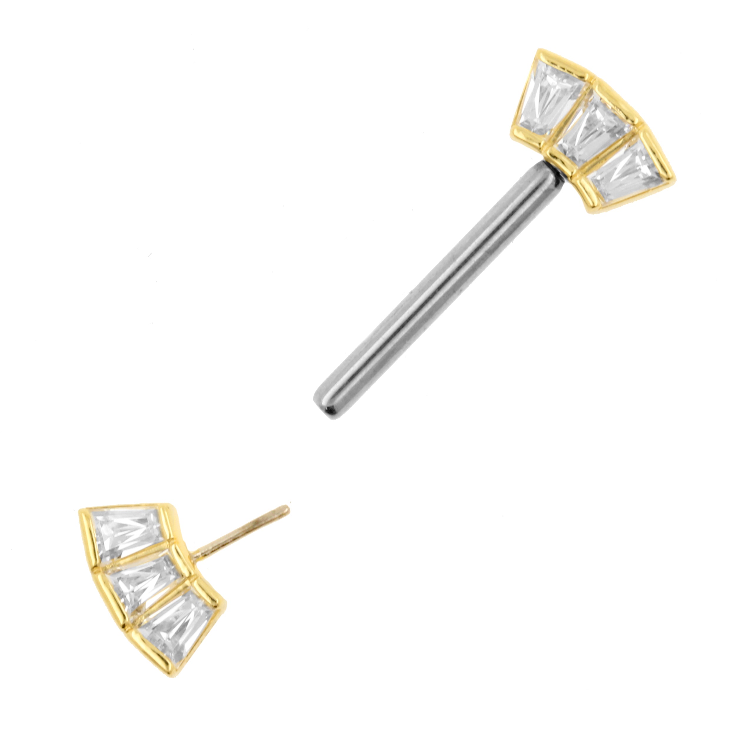 18 Karaats Gouden Tepel Barbell Met Trapezoids