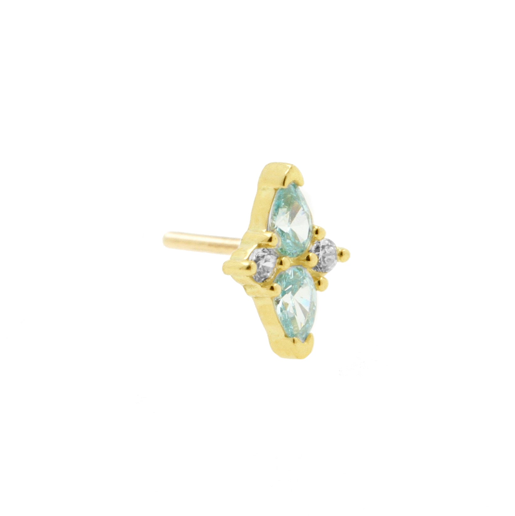 18 Karaats Gouden Zirkonia Ster Cluster - Clear / Frosted Mint