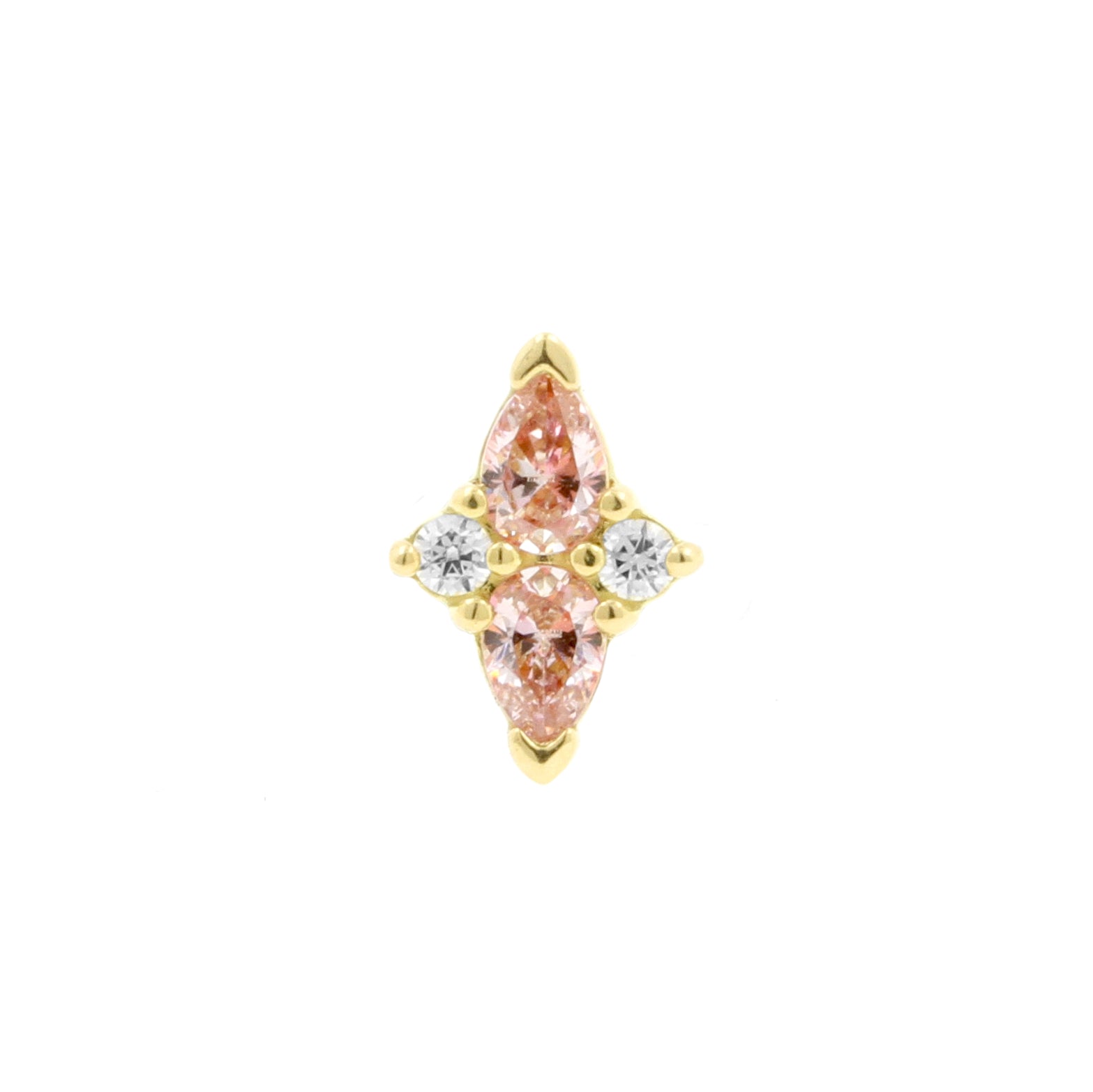 18 Karaats Gouden Zirkonia Ster Cluster - Clear / Pink