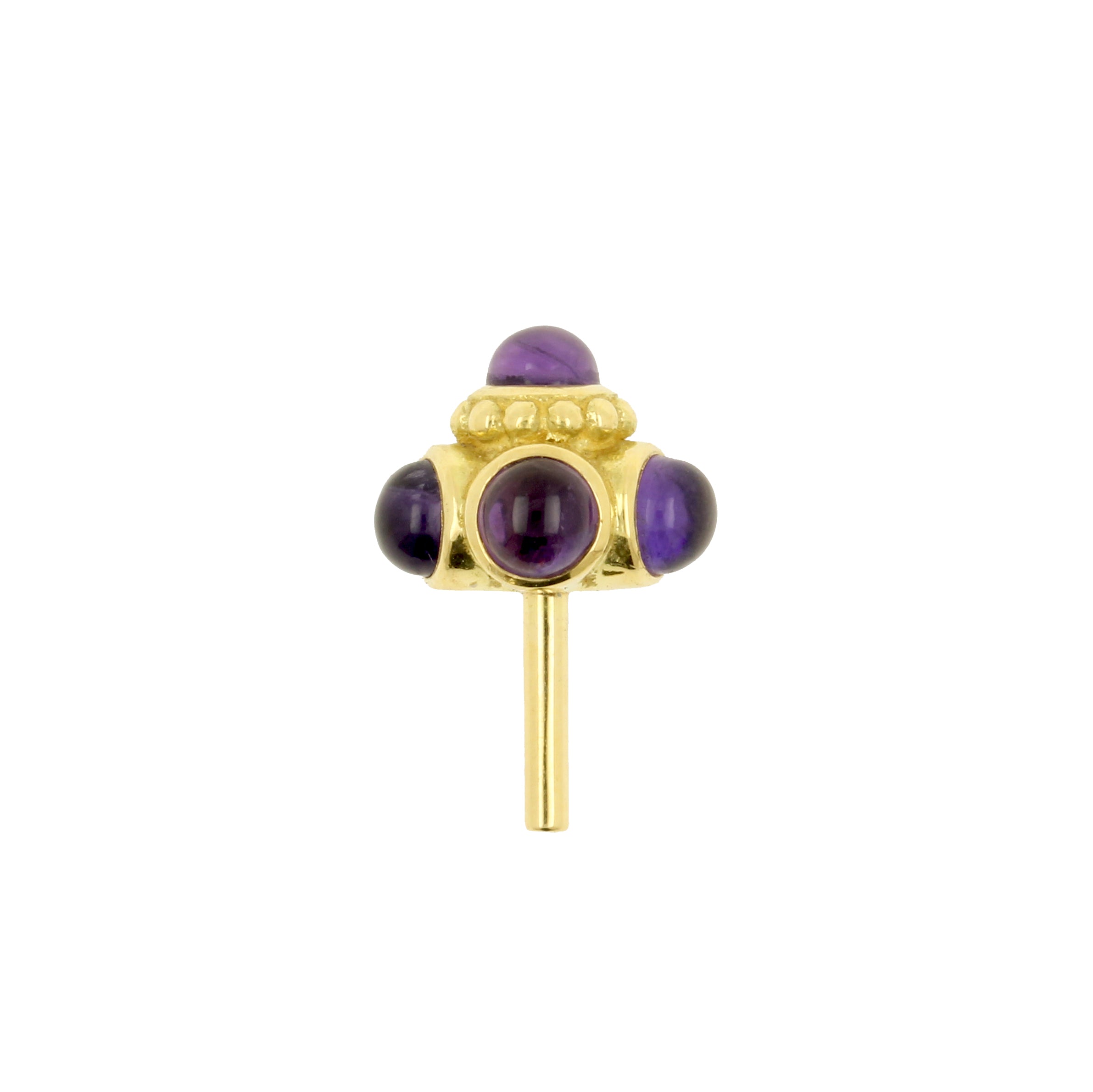 18 Karat Gold Vertical Helix Amethyst Stud