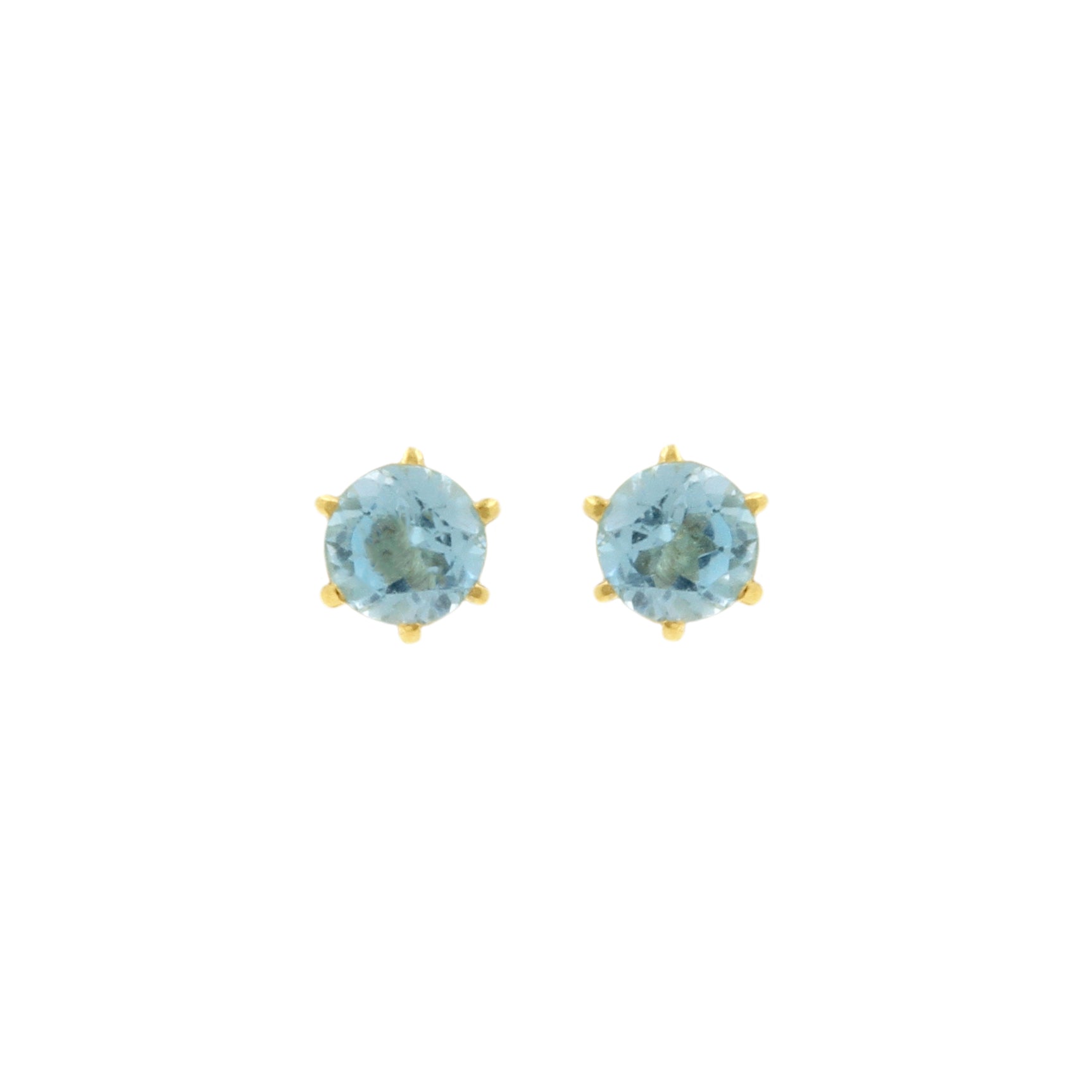 18 Karat Gold Ear Stud With Pink Blue Topaz