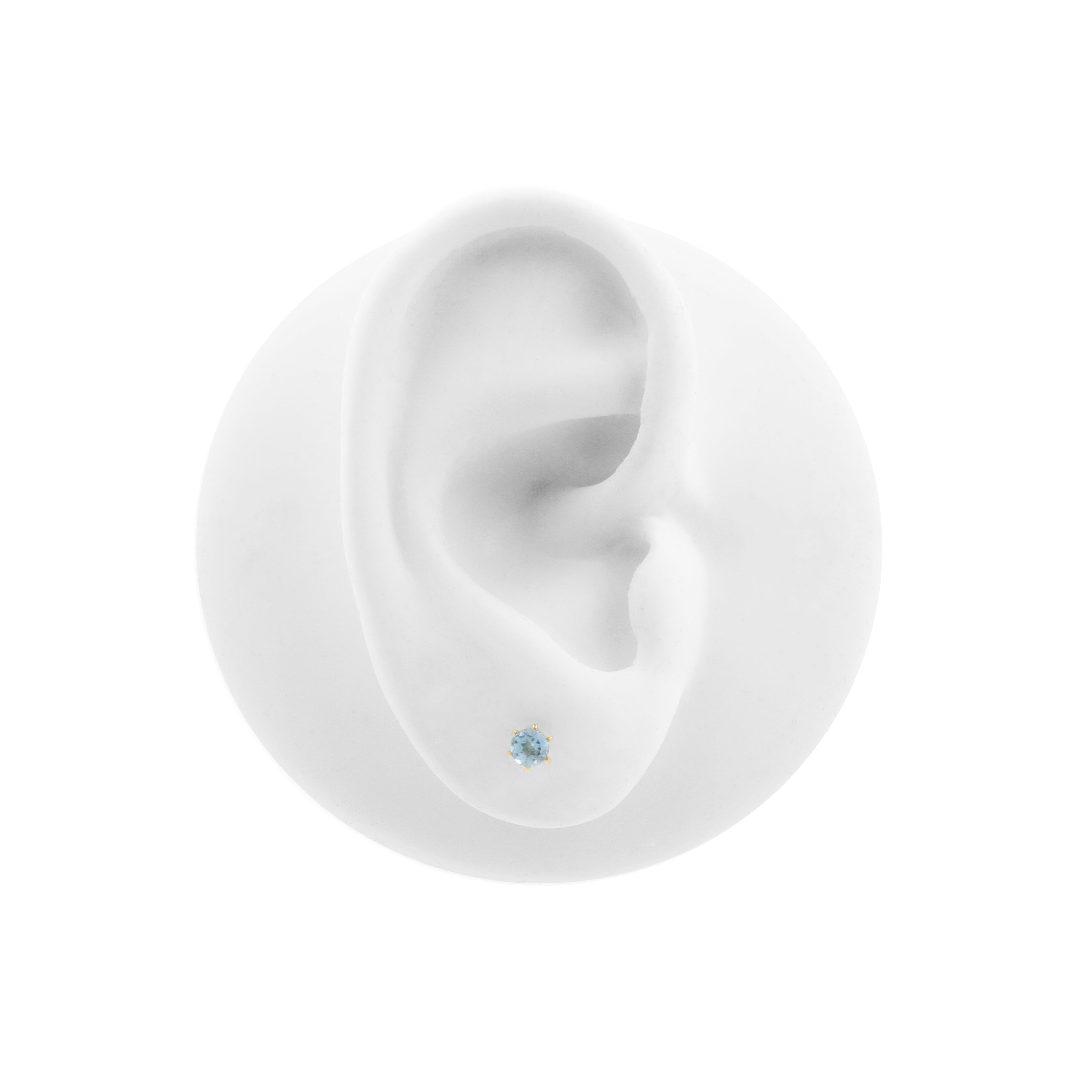 18 Karat Gold Ear Stud With Pink Blue Topaz