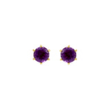 18 Karat Gold Ohrstecker mit dunklem Amethyst